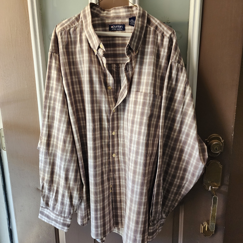 Puritan Brown Plaid Casual Button-Down Shirt